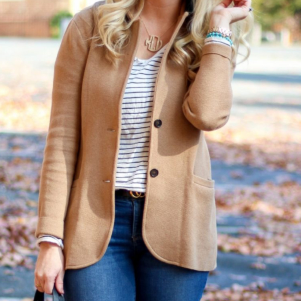 J.Crew 100% Cotton Blazer Sweater Jacket size Large